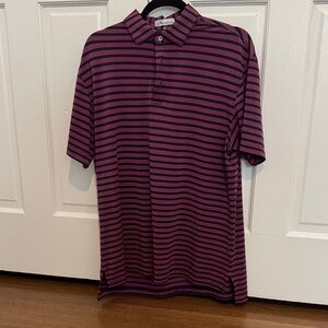 Peter Millar Men's Polo - Purple and Navy Stripes
